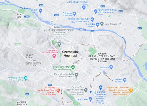 Czernowitz - Geografische Lage der Stadt - Ukrainehilfe | Köln (Quelle: Google Maps)