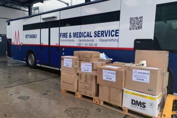 Wir danken F-M-S Service für zwei Paletten Verbandsmaterial und Medizinprodukte - Ukrainehilfe | Köln